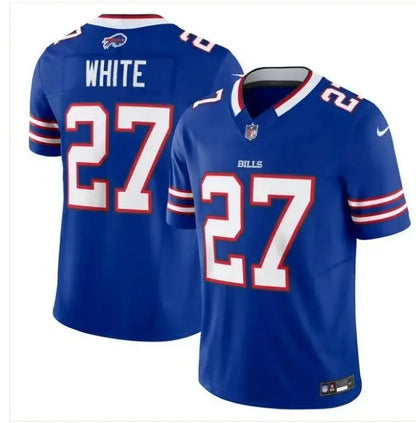 Blue Buffalo Bills Nike Vapor FUSE Limited Jersey with White Bills 27 on front and back
