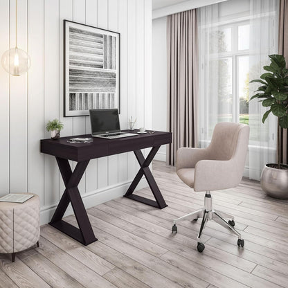 Trendy Espresso Writing Desk with Drawer and Storage-1