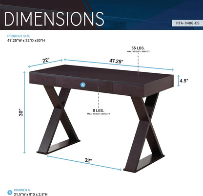 Trendy Espresso Writing Desk with Drawer and Storage-2