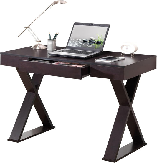 Trendy Espresso Writing Desk with Drawer and Storage-0