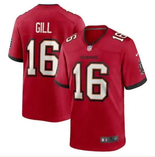 Red and black American football jersey with number 16 for Trenton Gill Tampa Bay Buccaneers Nike Team Game Jersey