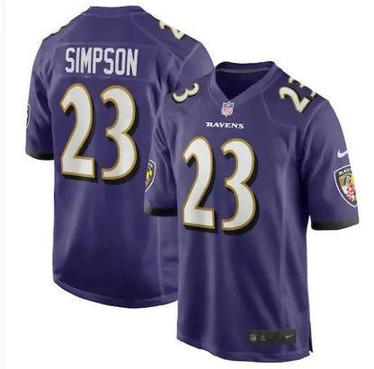 Purple Baltimore Ravens Trenton Simpson Nike Game Jersey with 23 on front and back