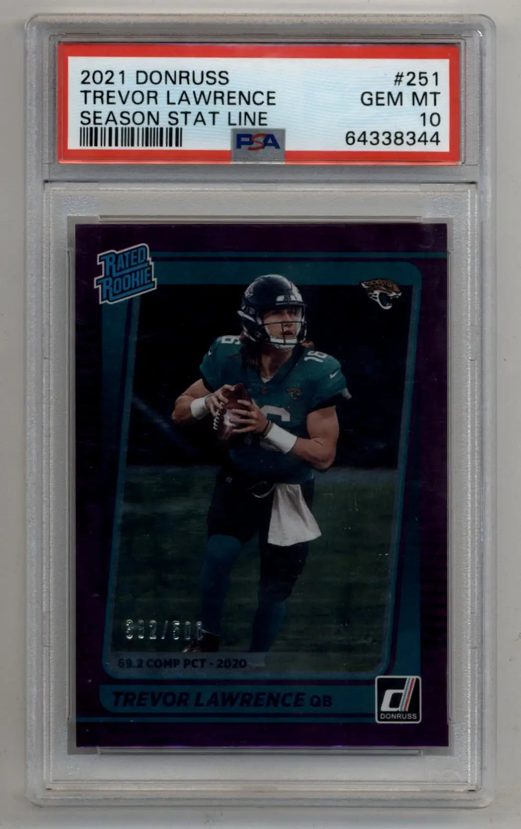 Trevor Lawrence 2021 Donruss Season Stat Line #251 382/500 PSA 10 Gem Mint - Singles