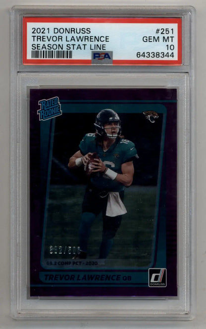 Trevor Lawrence 2021 Donruss Season Stat Line #251 382/500 PSA 10 Gem Mint - Singles