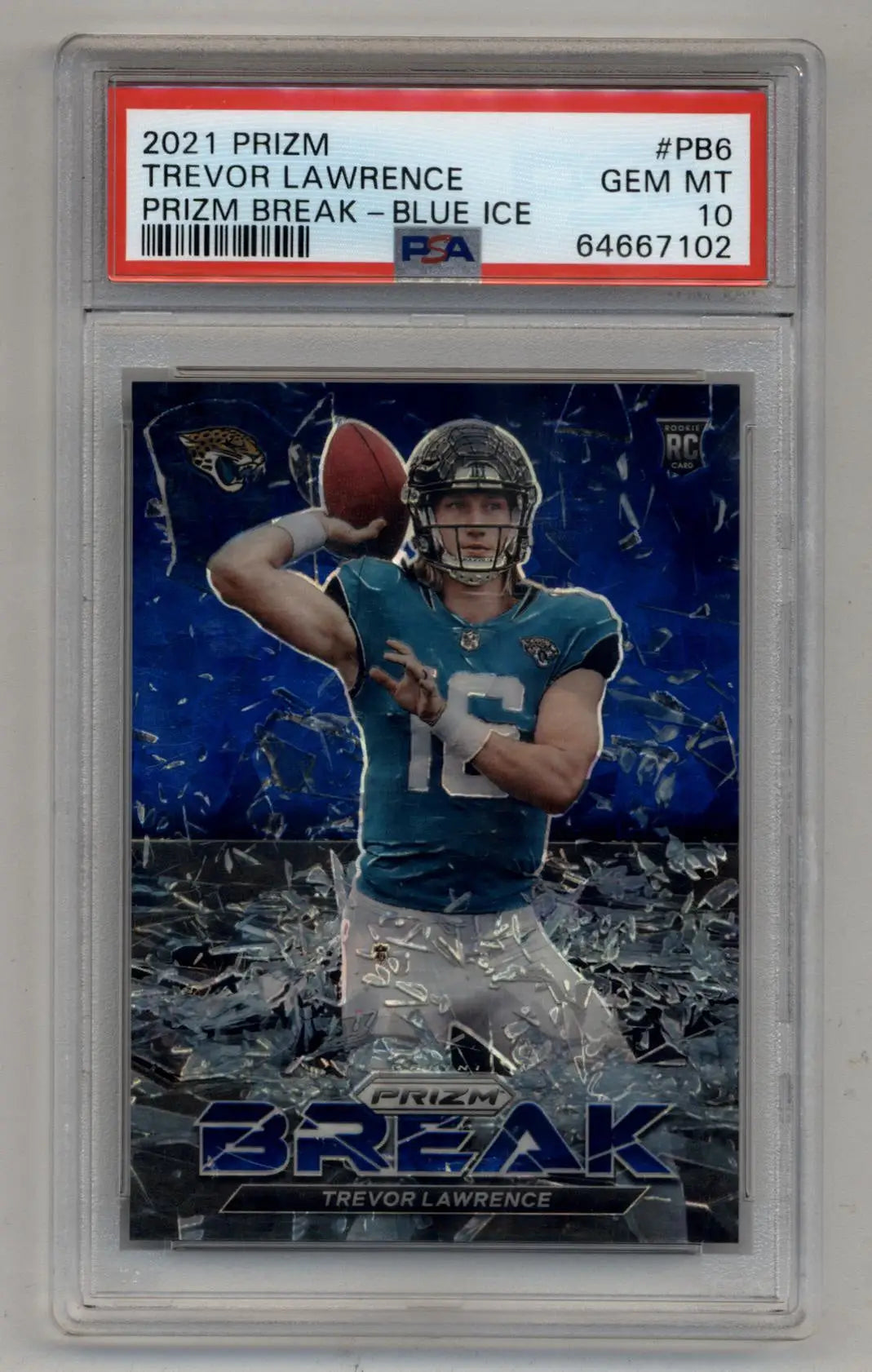 Trevor Lawrence 2021 Prizm Prizm Break Blue Ice 63/99 PSA 10 Gem Mint - Singles