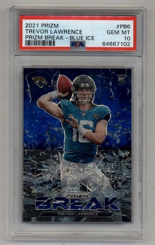 Trevor Lawrence 2021 Prizm Prizm Break Blue Ice 63/99 PSA 10 Gem Mint - Singles