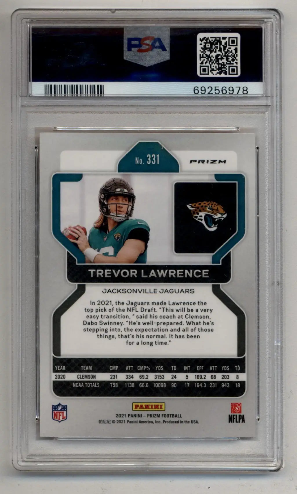 Trevor Lawrence 2021 Prizm Disco #331 PSA 10 Gem Mint 6978 - Singles