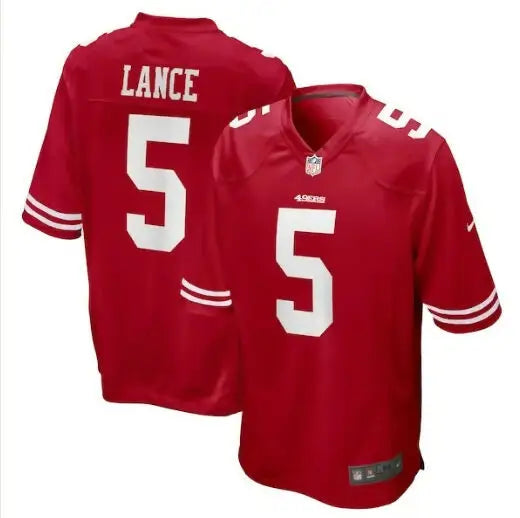 Red Trey Lance San Francisco 49ers Nike Game Jersey with number 5 in scarlet color