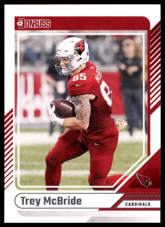 Trey McBride football card from 2024 Donruss Arizona Cardinals product displayed