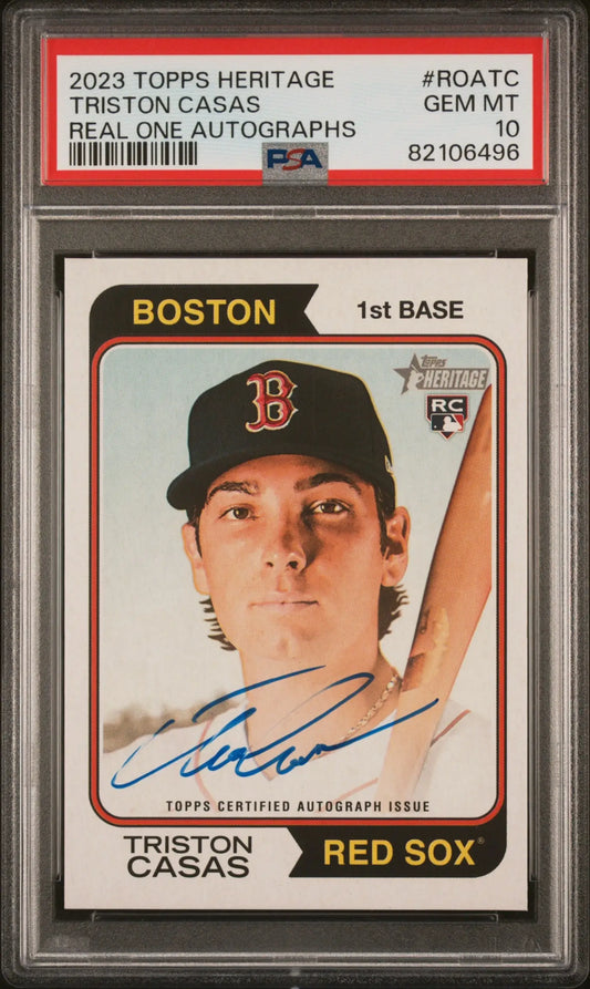 PSA 10 Gem Mint Triston Casas Topps Heritage Real One Autographs rookie card