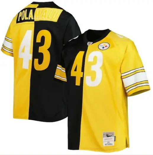 Yellow and black Steelers football jersey with number 43 from Troy Polamalu replica jersey