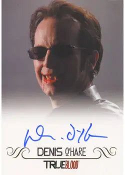 Signed autograph card of Denis O’Hare as Russell Edgington with sunglasses and smile