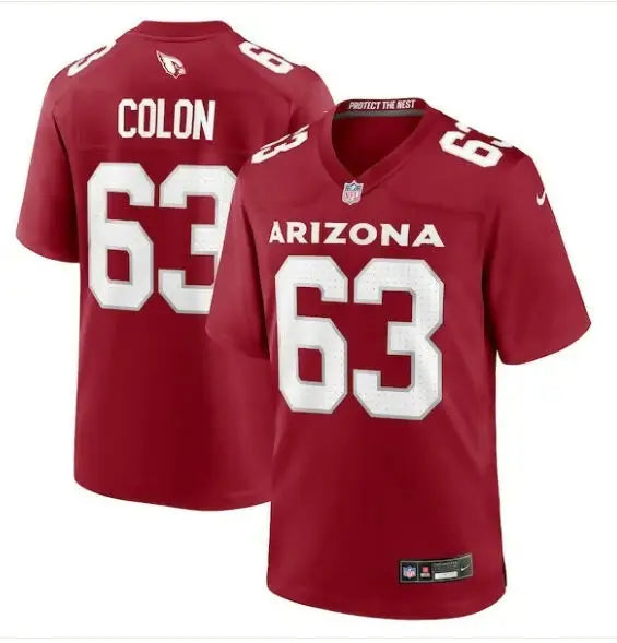 Two red Arizona Cardinals Nike Team Game Jerseys with number 63 displayed
