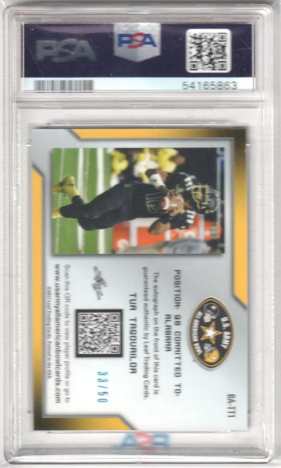 Graded TUA TAGOVAILOA Leaf Metal Army football card at Columbia Hobby PSA 9