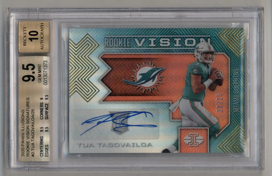 Graded Miami Dolphins Tua Tagovailoa 2020 Panini Illusions Rookie Vision Signatures card