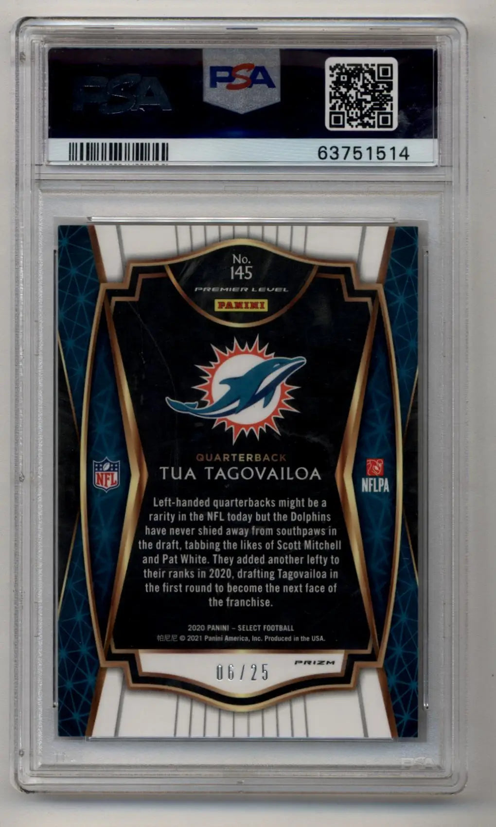 Tua Tagovailoa 2020 Select Blue Disco 06/25 PSA 10 Gem Mint - Singles