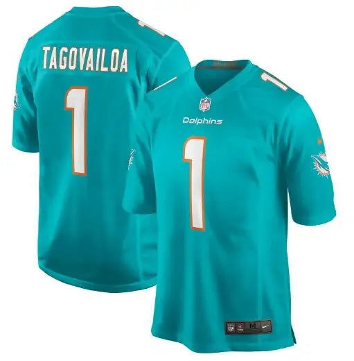 Teal Tua Tagovailoa Miami Dolphins Nike Game Jersey with number 1 on back