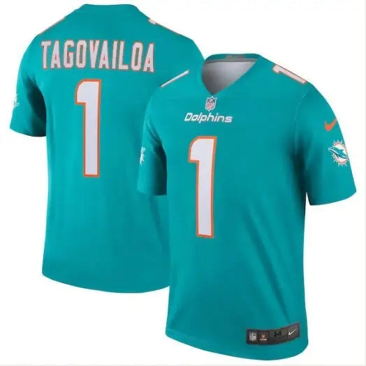 Teal Miami Dolphins Tua Tagovailoa Nike Legend Jersey with number 1 on back
