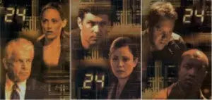 Promotional poster of actors from 24 for Ultra Rare Foil Complete 3 Card Set