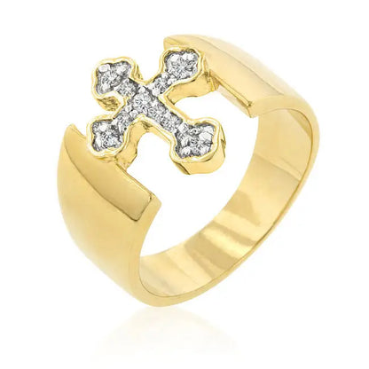 Two-tone Finish Cross Ring - Rings