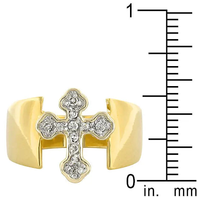 Two-tone Finish Cross Ring - Rings