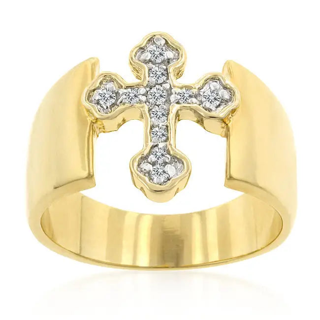 Two-tone Finish Cross Ring - Rings