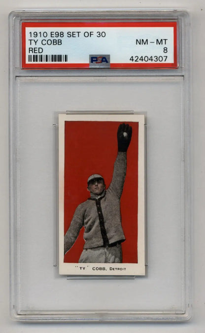 1910 E98 Ty Cobb Red baseball card graded PSA 8 from the E98 set