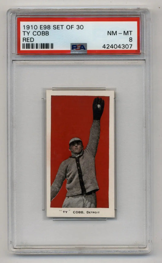 1910 E98 Ty Cobb Red baseball card graded PSA 8 from the E98 set