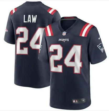 Navy New England Patriots Nike Game jersey with Law 24 for Patriots Nike Game collection