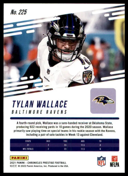 Tylan Wallace football card from Panini Chronicles Prestige Rookies Update 2021