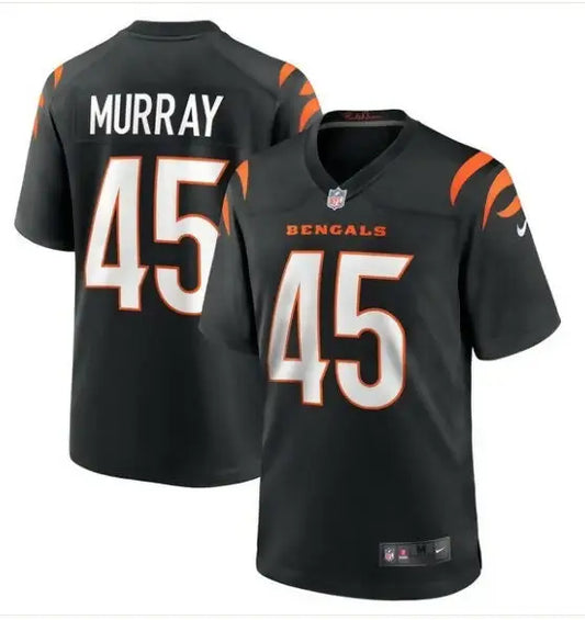 Black Cincinnati Bengals football jersey with number 45 and MURRAY on the back