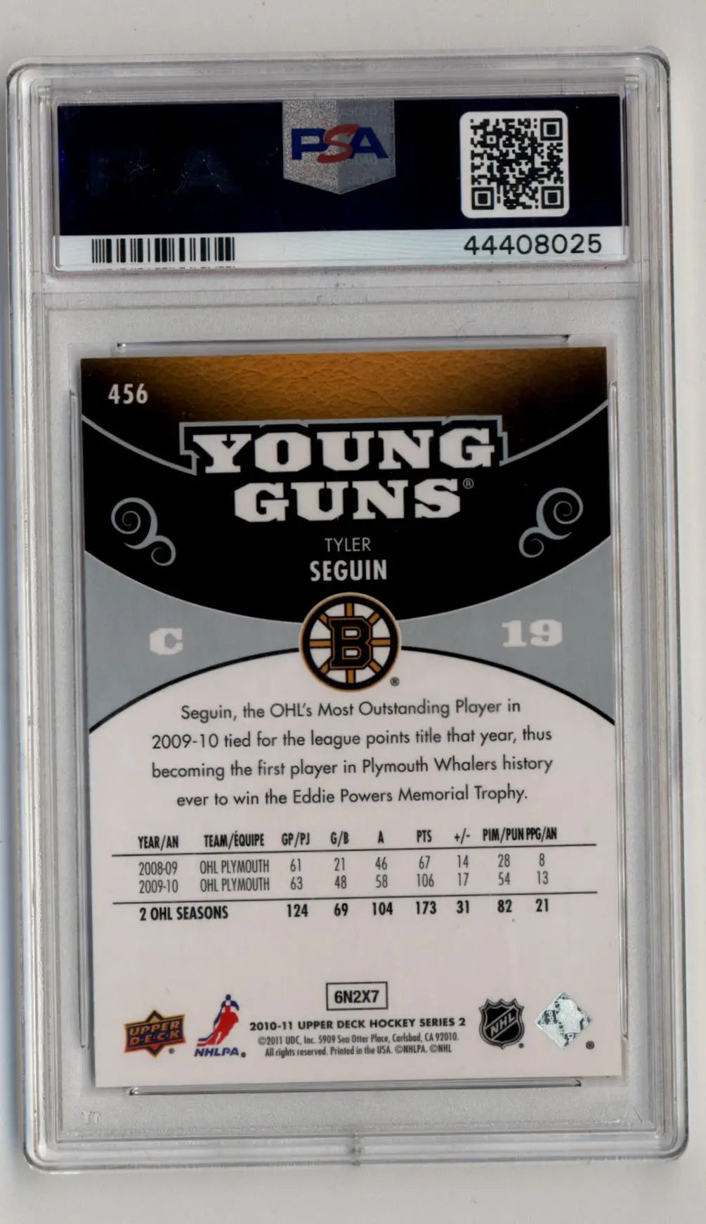 Tyler Seguin 2010-11 Upper Deck #456 PSA 10 Gem Mint 8025 - Singles