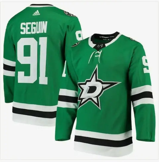 Green Dallas Stars hockey jersey worn by Tyler Seguin in the Adidas Home Authentic Player Jersey Kelly Green