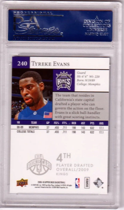 Tyreke Evans rookie card 2009-10 Upper Deck PSA 10 Gem Mint Kings collectible