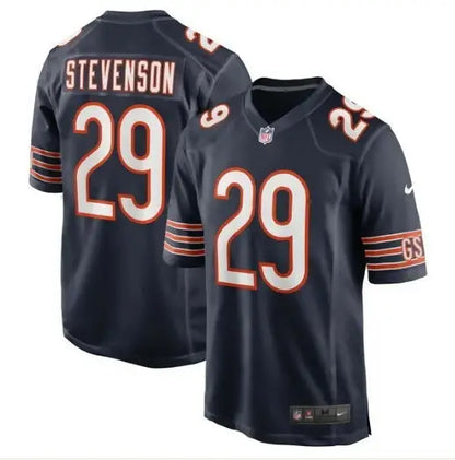 Dark blue Tyrique Stevenson Chicago Bears Nike Game Jersey with number 29 and Stevenson on back