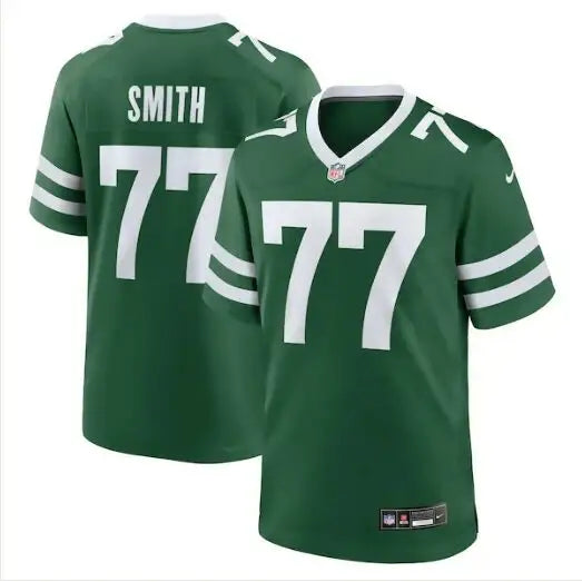 Green Tyron Smith New York Jets Nike game jersey with number 77 and name SMITH