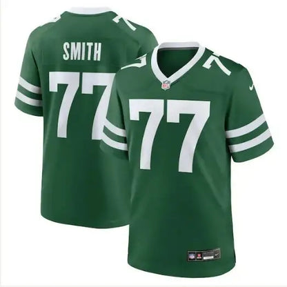 Green Tyron Smith New York Jets Nike game jersey with number 77 and name SMITH