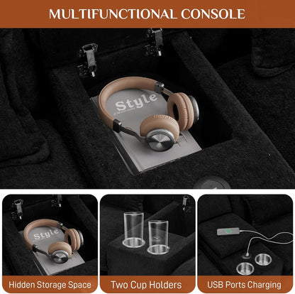 U Shaped Cloud Sectional Sofa with USB Charging Ports-2