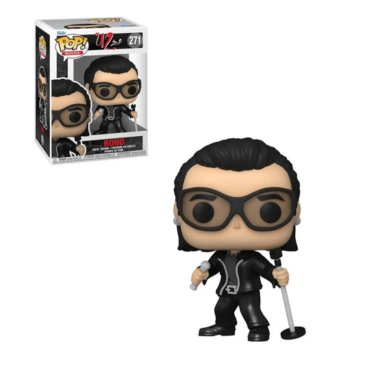 Funko Pop vinyl figure of Bono wearing black clothing and sunglasses for U2 ZooTV collection