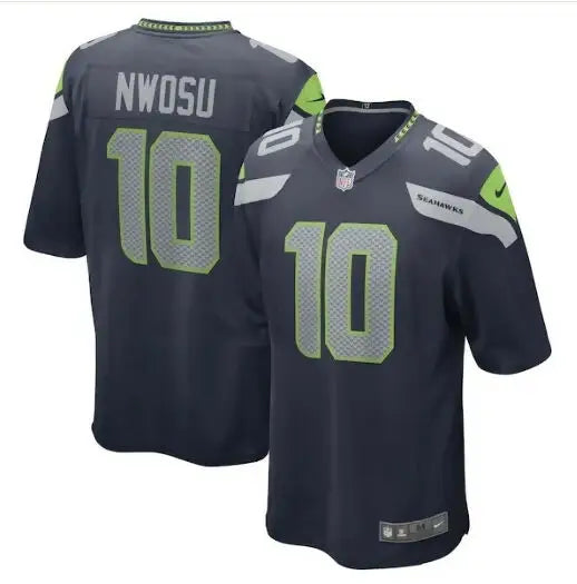 Dark grey Seattle Seahawks Uchenna Nwosu Nike Game Player Jersey with NWOSU 10 on back
