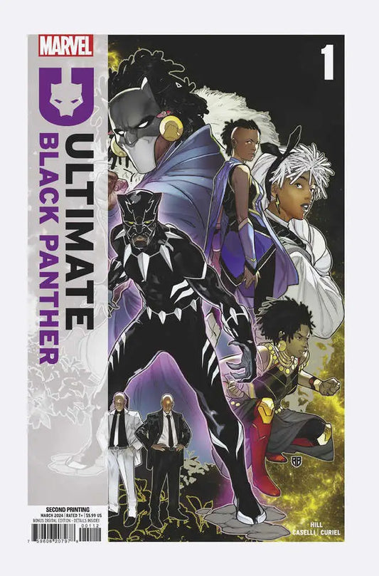 Comic book cover for Ultimate Black Panther #1 with dynamic characters in action