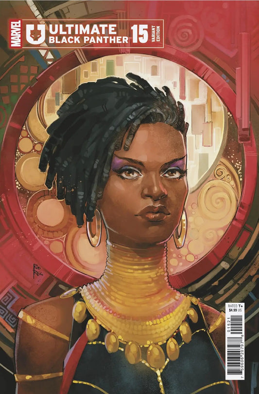 Comic book cover for Ultimate Black Panther #15 featuring Black Panther and Rod Reis art