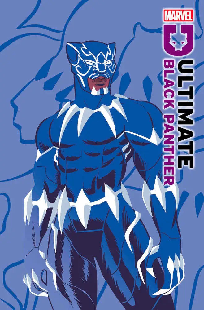 Blue and white superhero figure in panther costume, perfect for Black Panther trading cards