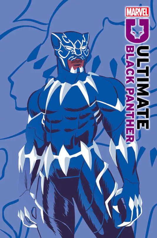 Blue and white superhero figure in panther costume, perfect for Black Panther trading cards