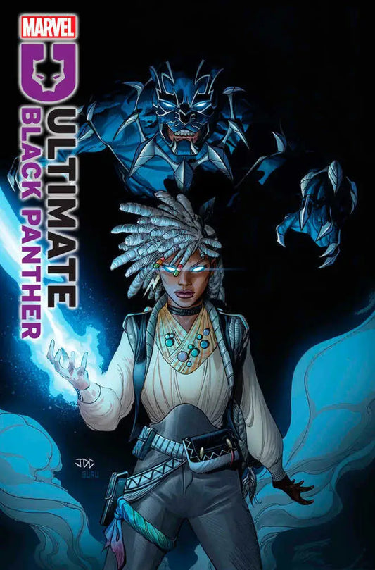 Comic book cover of Ultimate Black Panther #3 with glowing energy effects and headdress