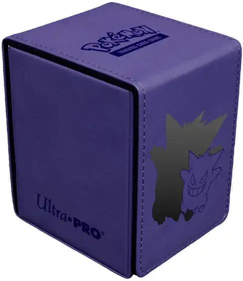 Purple Gengar-themed collectible card game deck box in Ultra PRO Alcove Flip Box series
