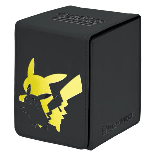 Black Pikachu card storage box with strong magnetic closure by Ultra PRO Alcove Flip