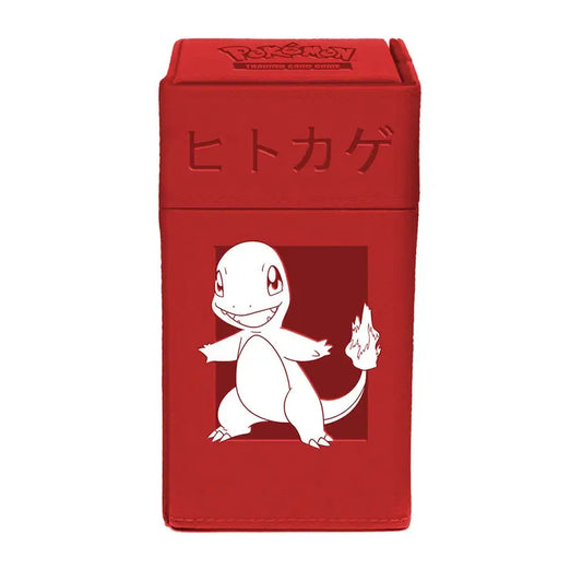 Red Pokemon Charmander deck box with strong magnetic closures for secure card storage
