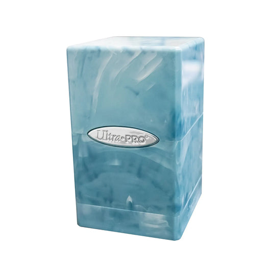 Light blue translucent deck box with Ultra Pro logo for Marble Satin Tower