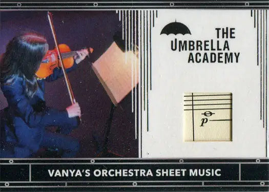 Trading card showcasing Violinist with sheet music for The Umbrella Academy